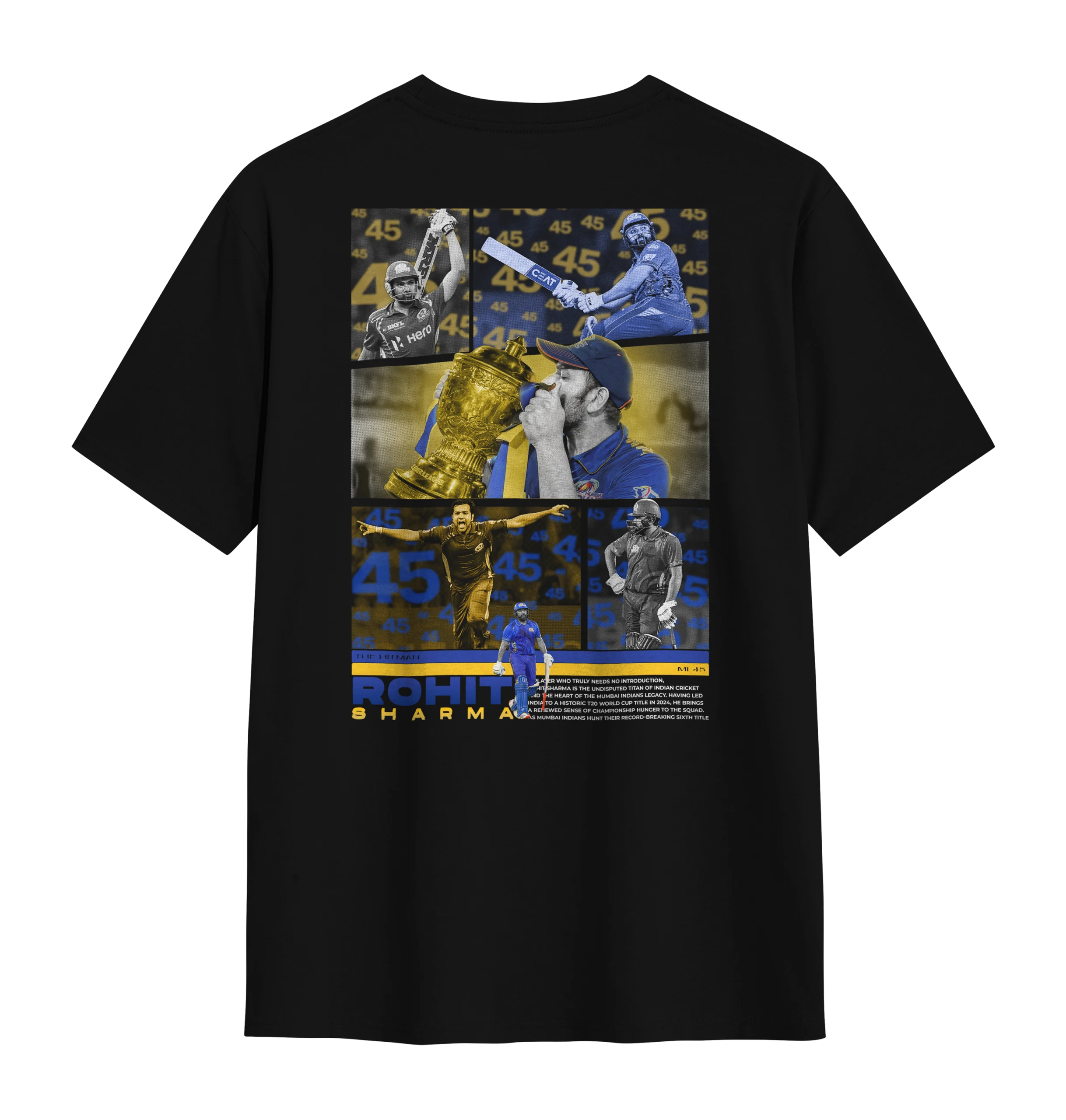 "ROHIT SHARMA" T-SHIRT BLACK